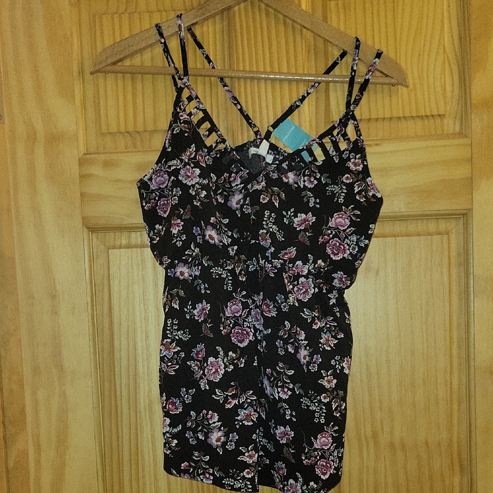 Maurices Black and Purple Floral Camisole Tank top